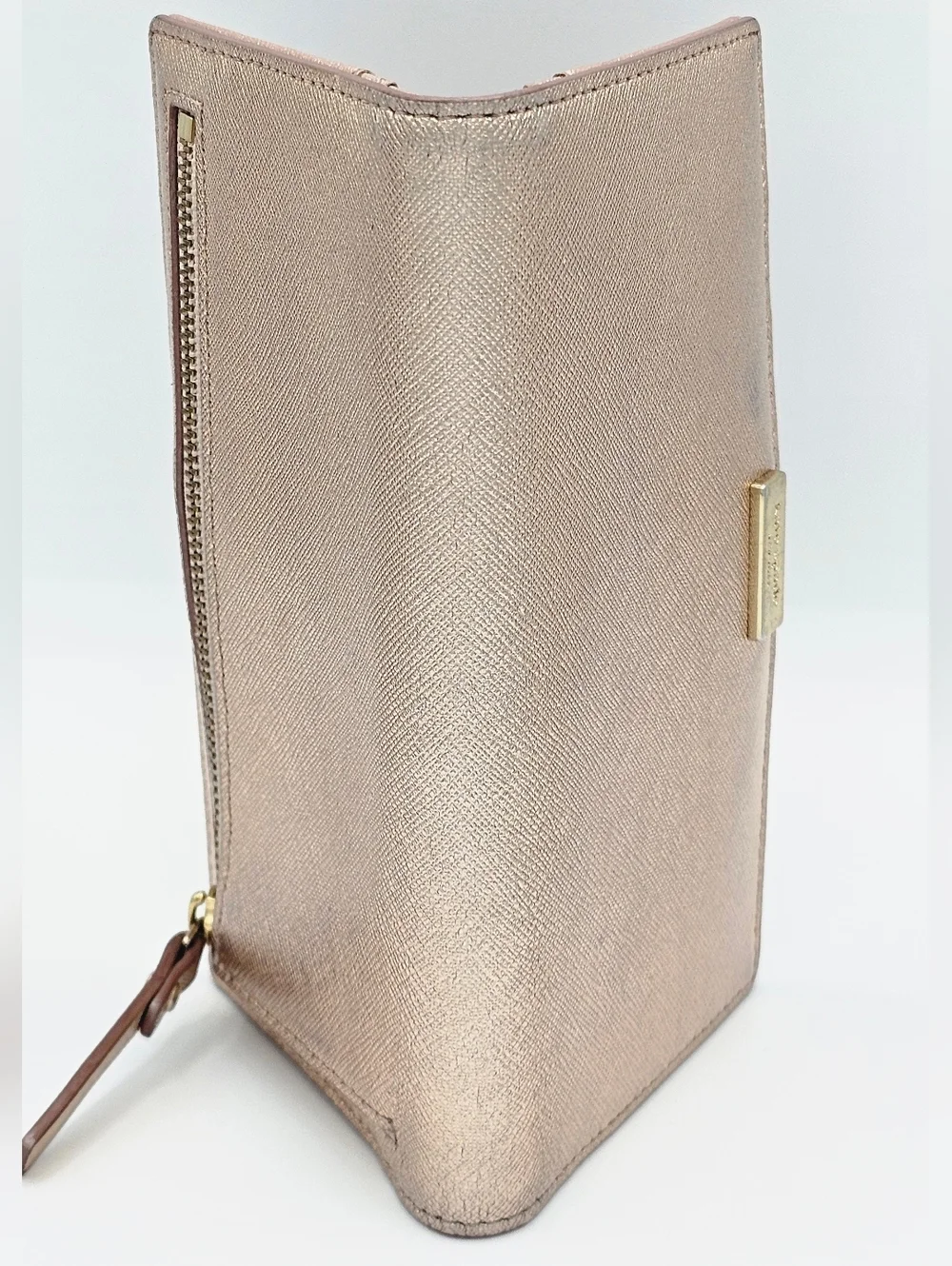 KATE SPADE Metallic Rose Gold Slim Bifold Wallet‎